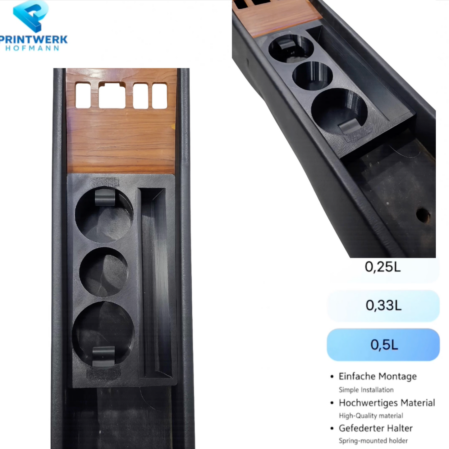 Getränkehalter passend für Mercedes W124 W114 W115 gefedert