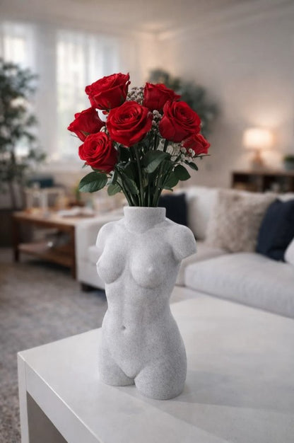 Moderne Frauen-Vase in Marmoroptik – wasserdicht, skulpturales Design