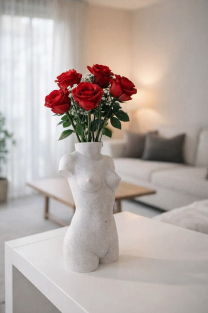 Moderne Frauen-Vase in Marmoroptik – wasserdicht, skulpturales Design