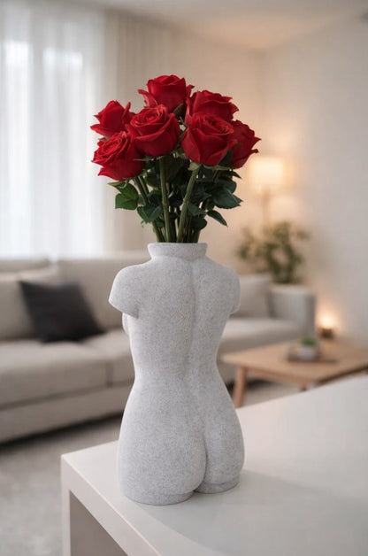 Moderne Frauen-Vase in Marmoroptik – wasserdicht, skulpturales Design